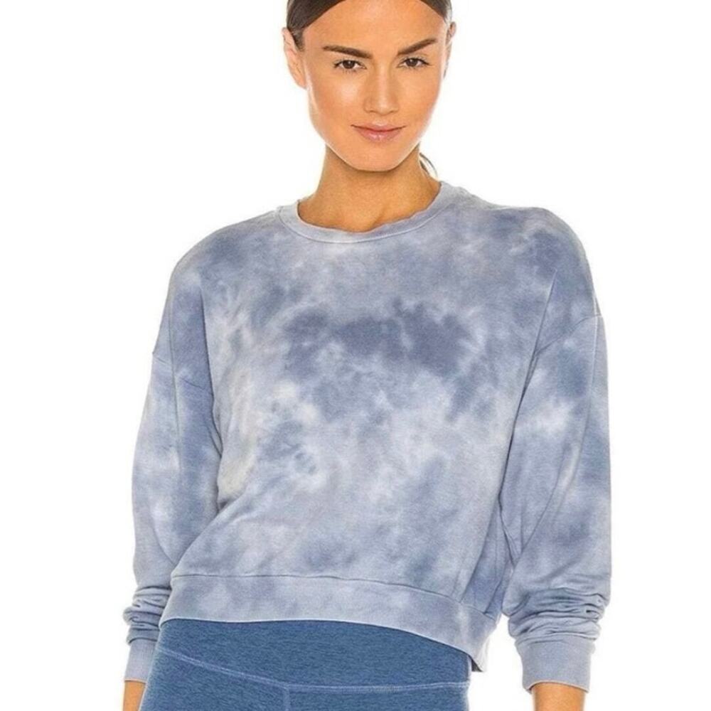 Beyond Yoga Tie Dye Gray Blue Crewneck Sweatshirt Size XS